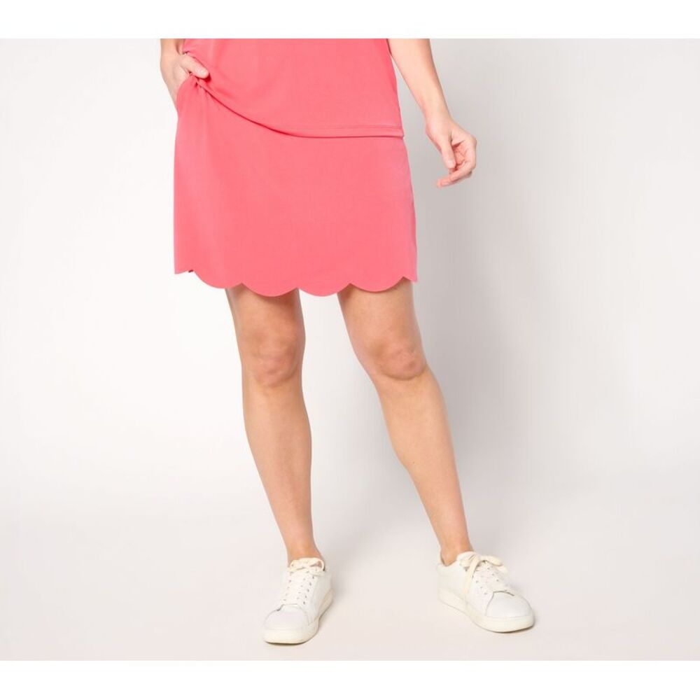 Susan Graver Women's Plus Sz Skirt 1X Liquid Knit Skort Pockets Pink A690985
